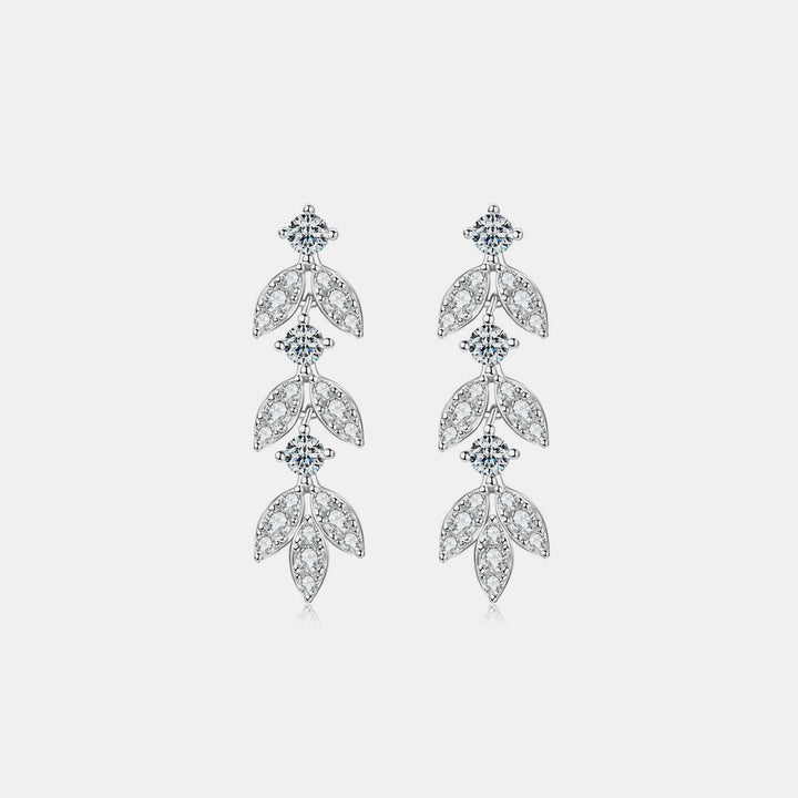 925 Sterling Silver Moissanite Leaf Earrings Trendsi