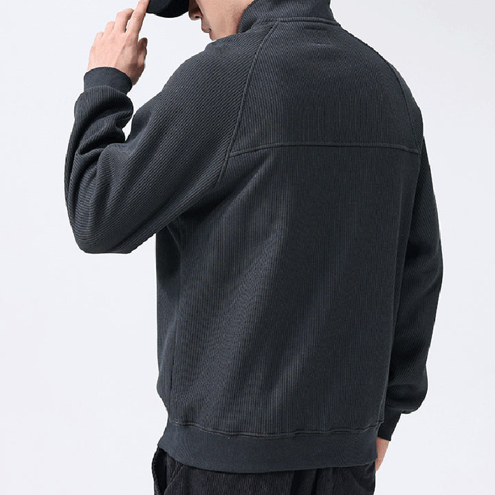 Stand-collar Fleece Sweatshirt Winter Warm Long Sleeve Q2