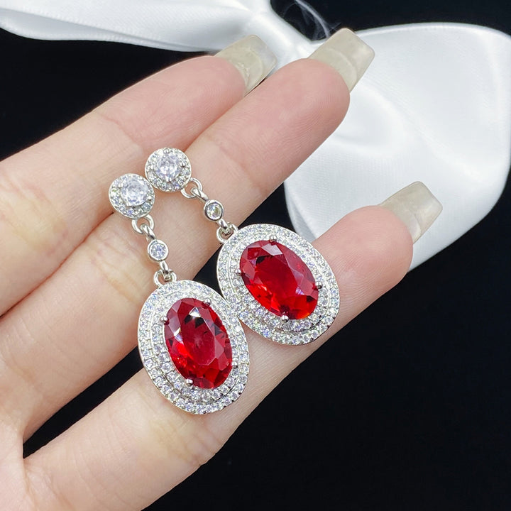 Silver-Plated Zircon Dangle Earrings Trendsi