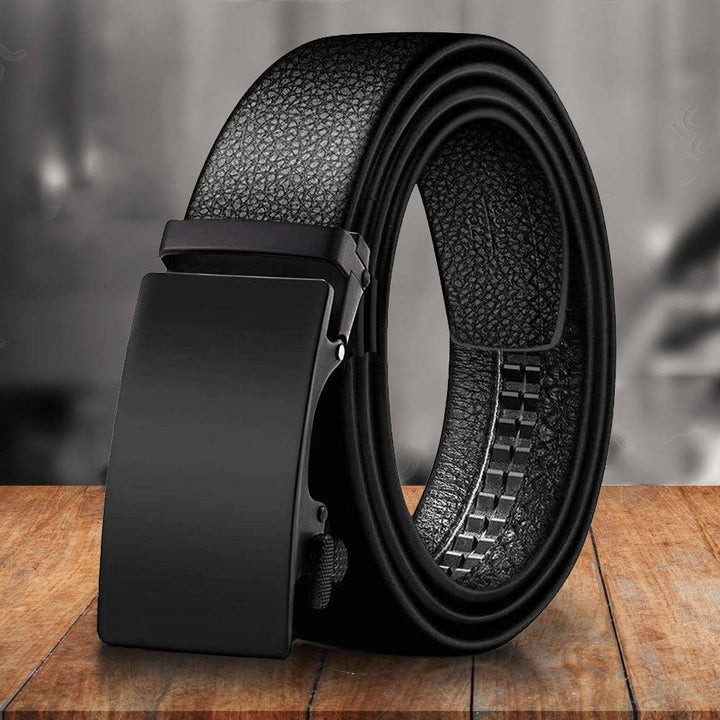 Microfiber Leather Mens Ratchet Belt Belts For Men Adjustable Automatic Buckle Black - Super Amazing Store