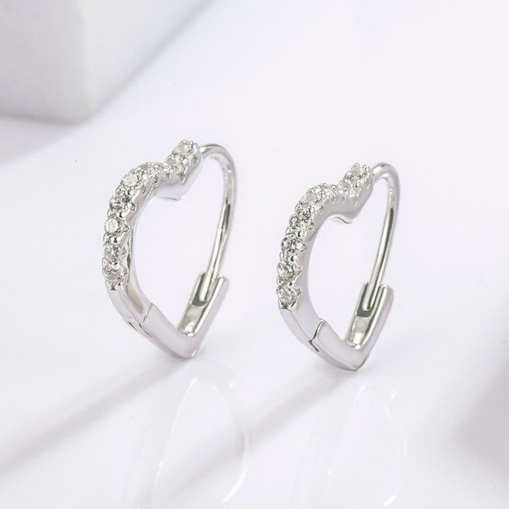 925 Serling Silver Zircon Heart Shape Earrings Trendsi