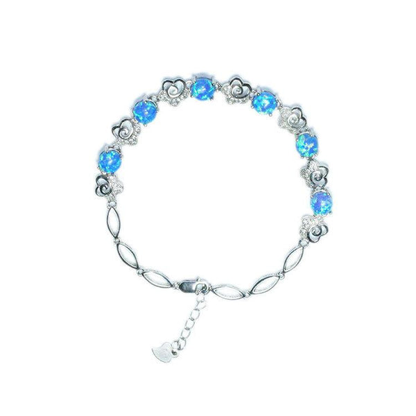 6mm Blue Opal Bracelet Silver Jewelry Colorful - Super Amazing Store