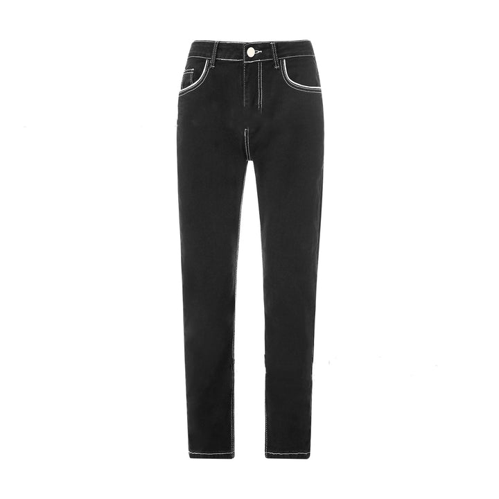 Blue Slim-fitting Simple Small Straight-leg Jeans Q2