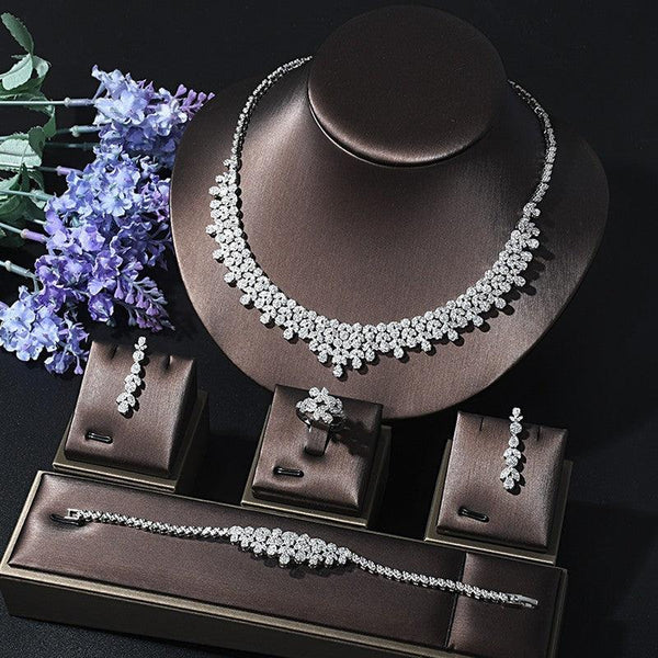 Dress Necklace Earrings Rings Bracelets Four Piece Set Accessories - Super Amazing Store