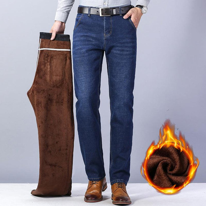 Men's Stretch Loose Plush Warm Jeans - Super Amazing Store