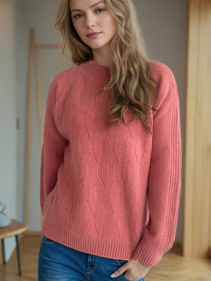 Mock Neck Long Sleeve Sweater Trendsi