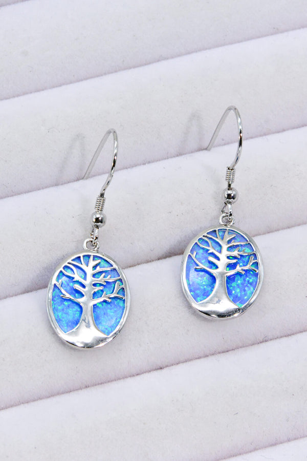 Opal Blue Platinum-Plated Drop Earrings Trendsi