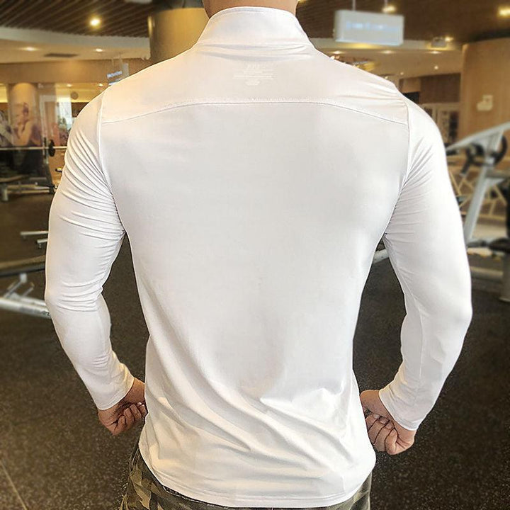 Half Zipper Fitness Long Sleeve Men Running Sweat Absorption - Super Amazing Store