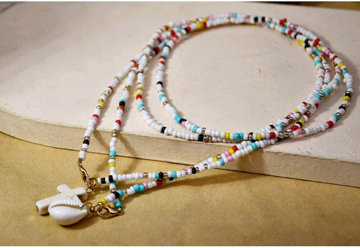 Beaded Double-layer Shell Color Bead Necklace - Super Amazing Store