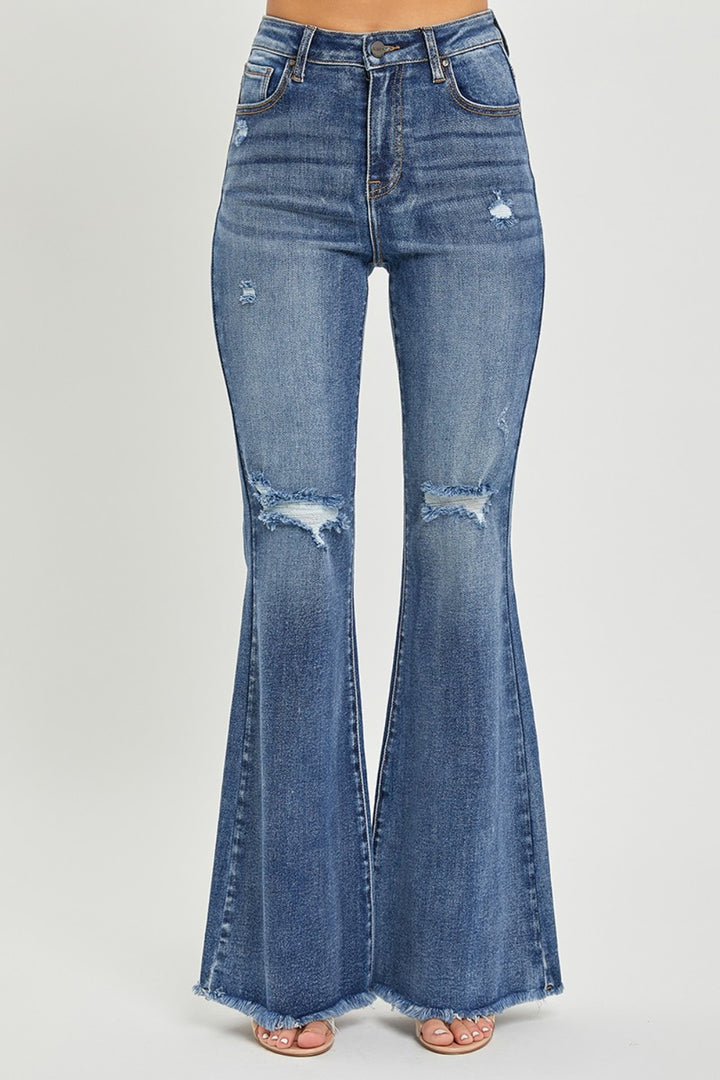 RISEN High Waist Distressed Fare Jeans Trendsi