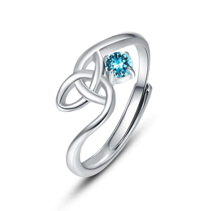 925 Sterling Silver Celtic Knot Opal White Opal Adjustable Open Ring Forever Love Celtic Knot Thumb Ring - Super Amazing Store