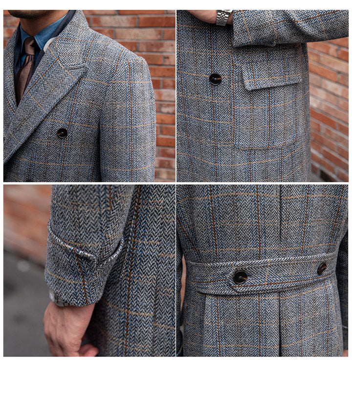 Retro High-quality Wool Plaid Polo Coat Q2