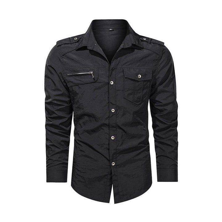 Men Shirt Outwear Military Thin Long Sleeve Shirts Quick-dry Solid Casual Fit Men Shirt - Super Amazing Store