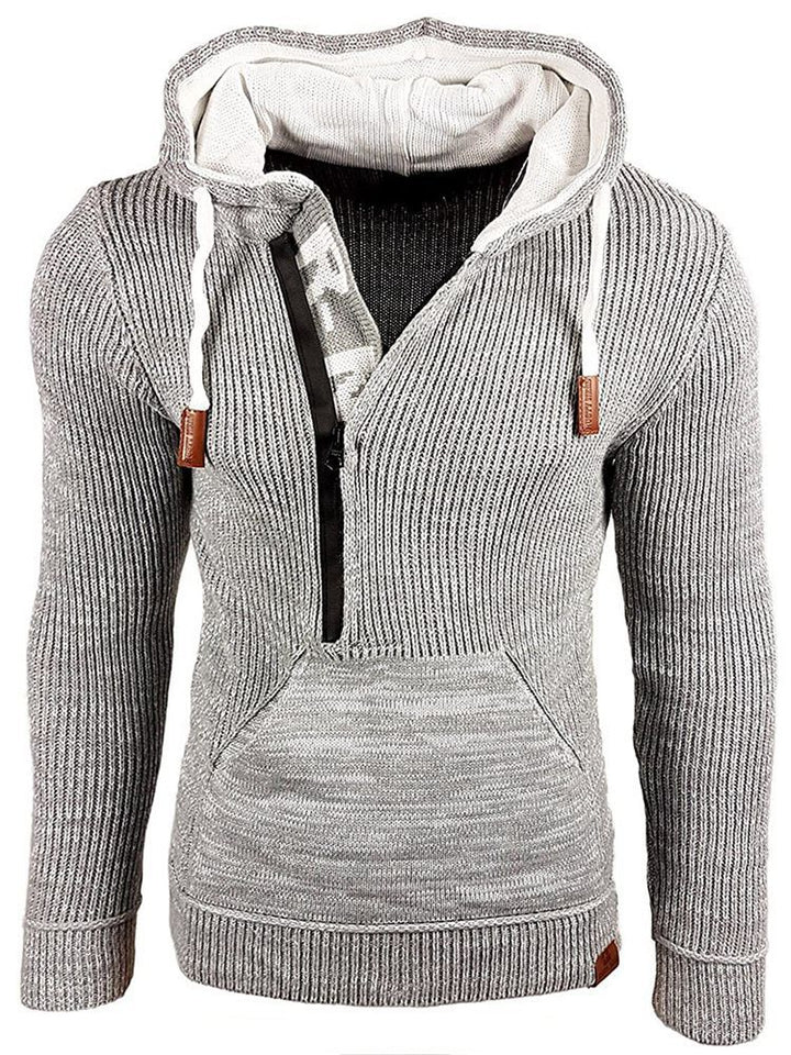 Mixed Color Sweater Hooded Pullover Sweater Long-Sleeved Sweater Coat - Super Amazing Store