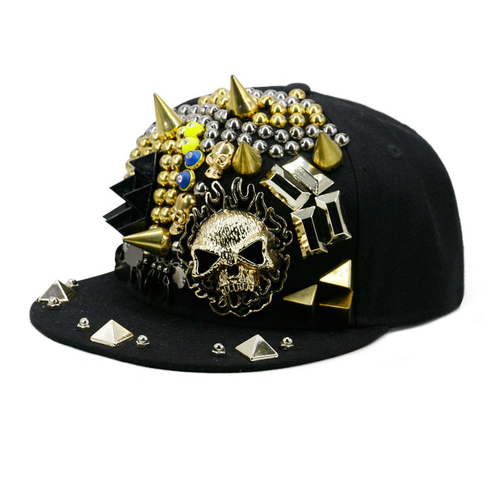 Flame Big Ghost Head Flat-brimmed Cap Rivet Baseball Cap - Super Amazing Store