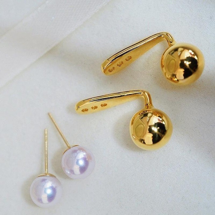 Pearl And Small Gold Ball Combined With Gold Earrings - Super Amazing Store