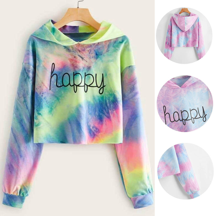 Crop Top Tie Dye Print Women's Sweatshirt - Super Amazing Store