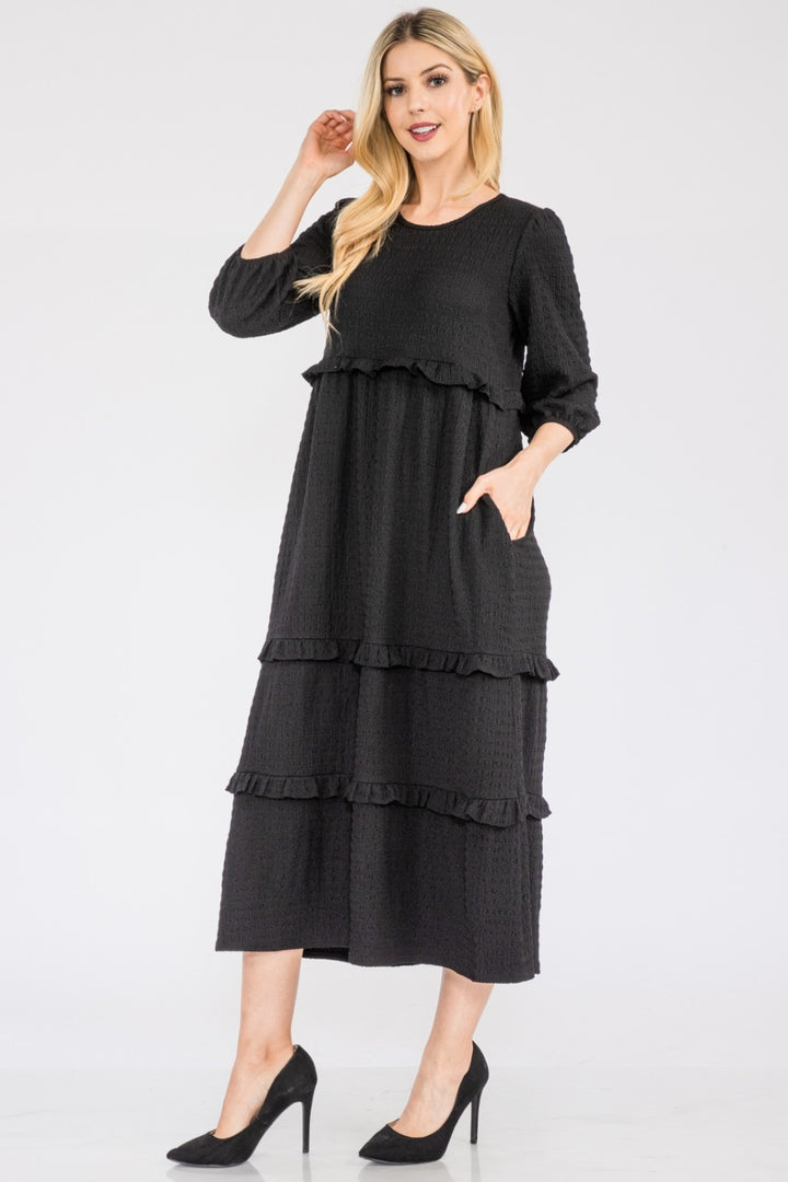 Celeste Full Size Tiered-Ruffle Midi Dress Trendsi