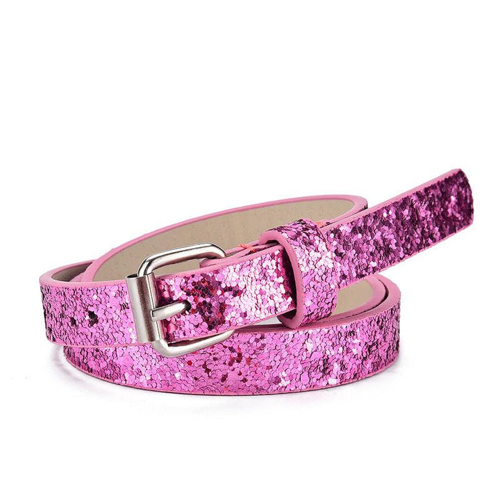 Ladies Kids Belts Heart Glitter Jeans Cropped - Super Amazing Store