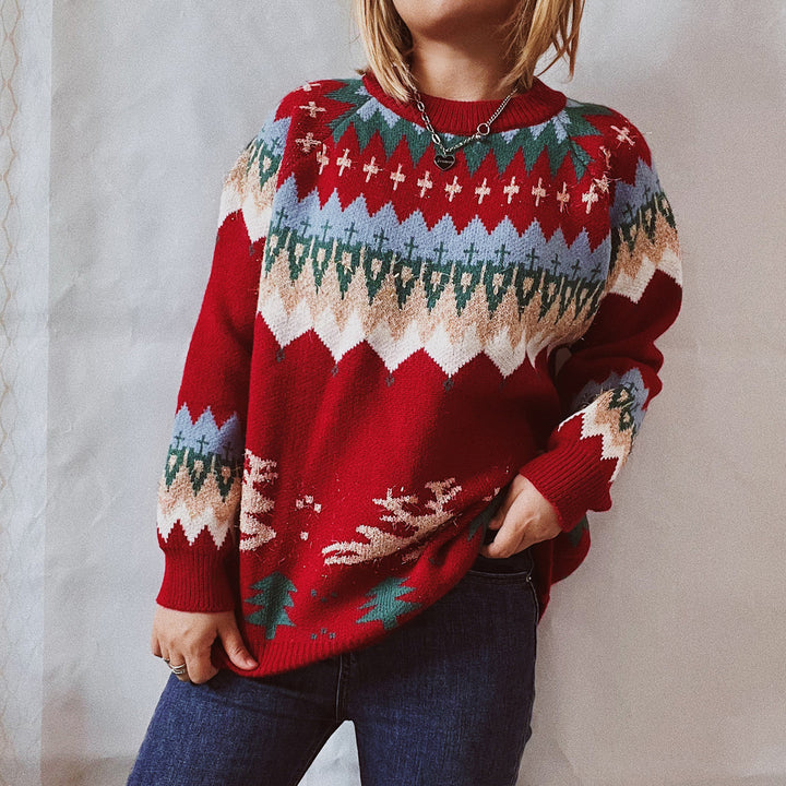 Christmas Element Long Sleeve Sweater Trendsi