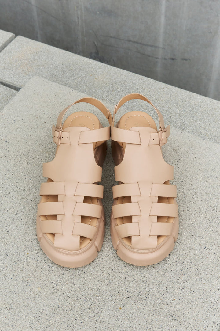 Qupid Platform Cage Stap Sandal in Tan Trendsi