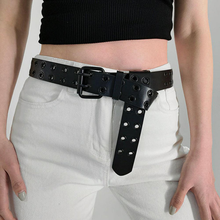 Men's And Women's Double-buckle Cutout Hip Hop Trend Metal Cutout Punk Belts - Super Amazing Store