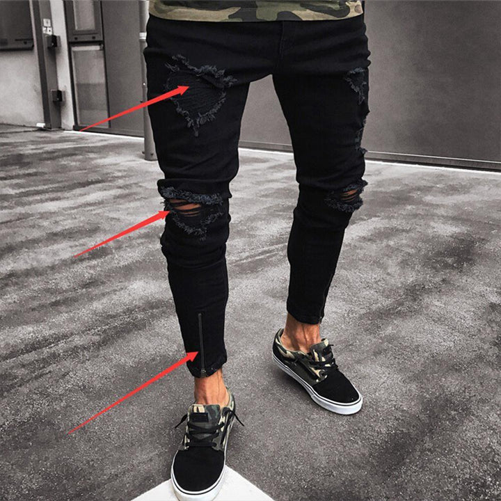 Pants Jeans For Men Trousers Long Basic Broken Clothes - Super Amazing Store