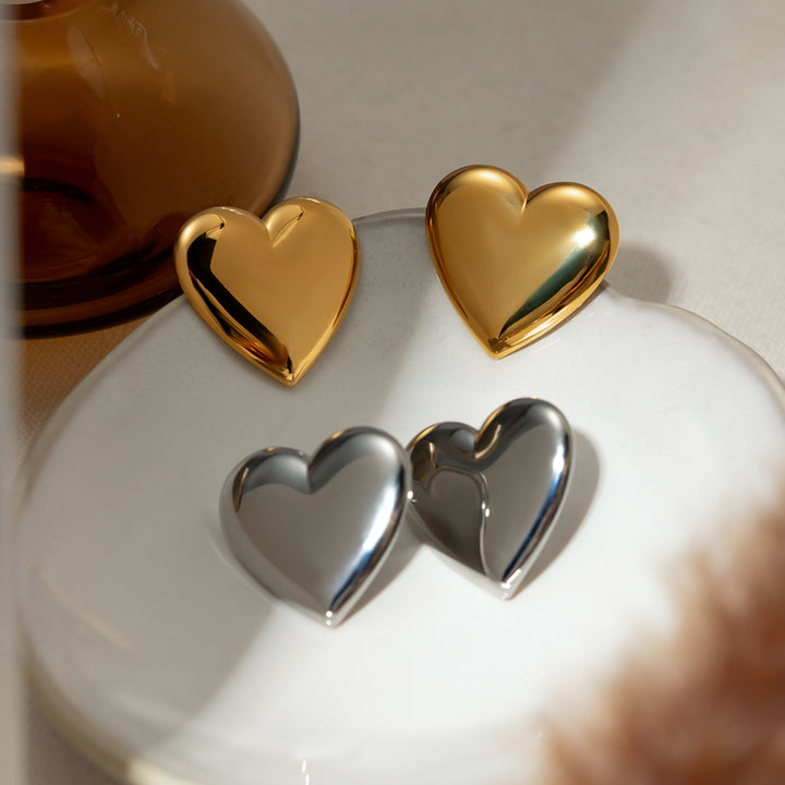 Stainless Steel Heart Stud Earrings Trendsi