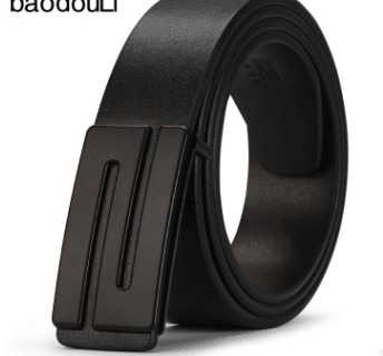 The young man's belt buckle belt smooth leather belts PU Korean tide students leisure plate buckle - Super Amazing Store