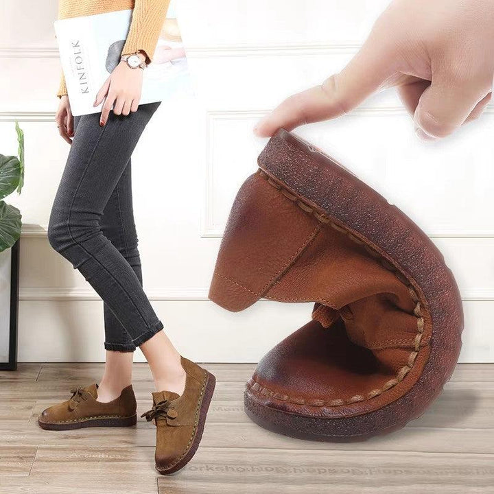 Casual Retro Beef Tendon Soft Sole Japanese Mori Women Comfortable Cowhide Small Shoes - Super Amazing Store