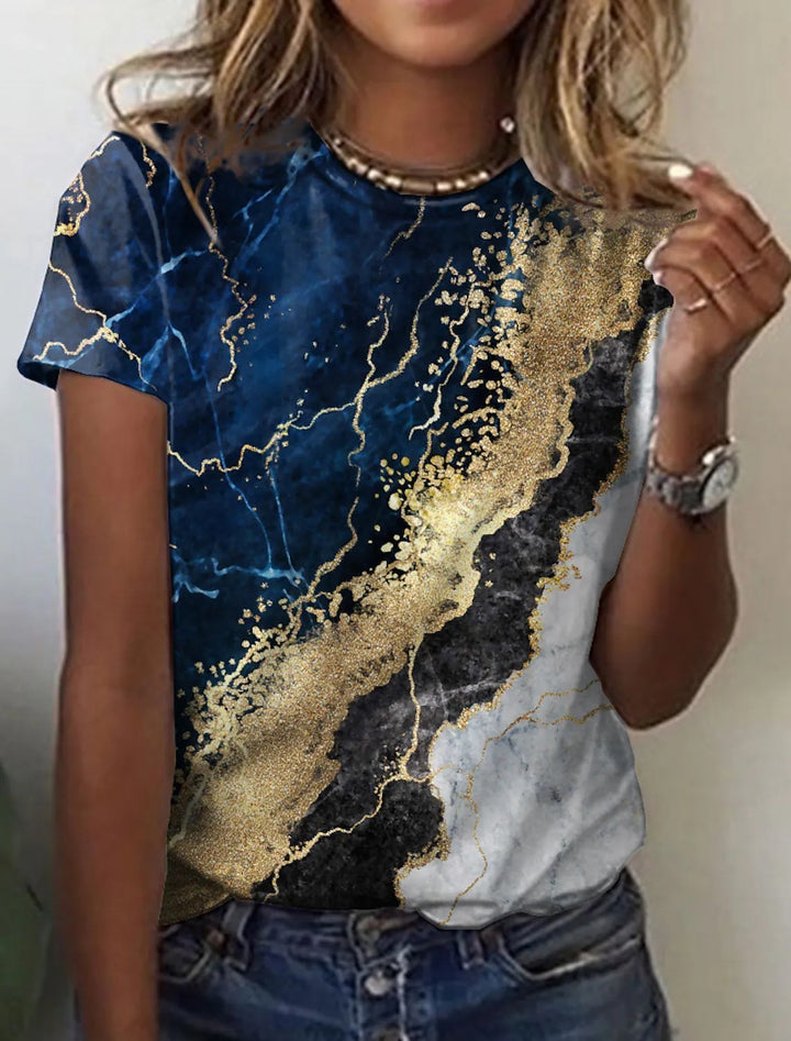 Women's European And American New Abstract Retro Print Short Sleeves-Super Amazing Store