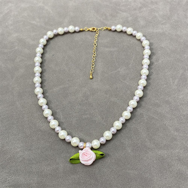 Fresh Flower Choker Pearl Necklace Graceful Mori Sweet Clavicle Chain Women - Super Amazing Store