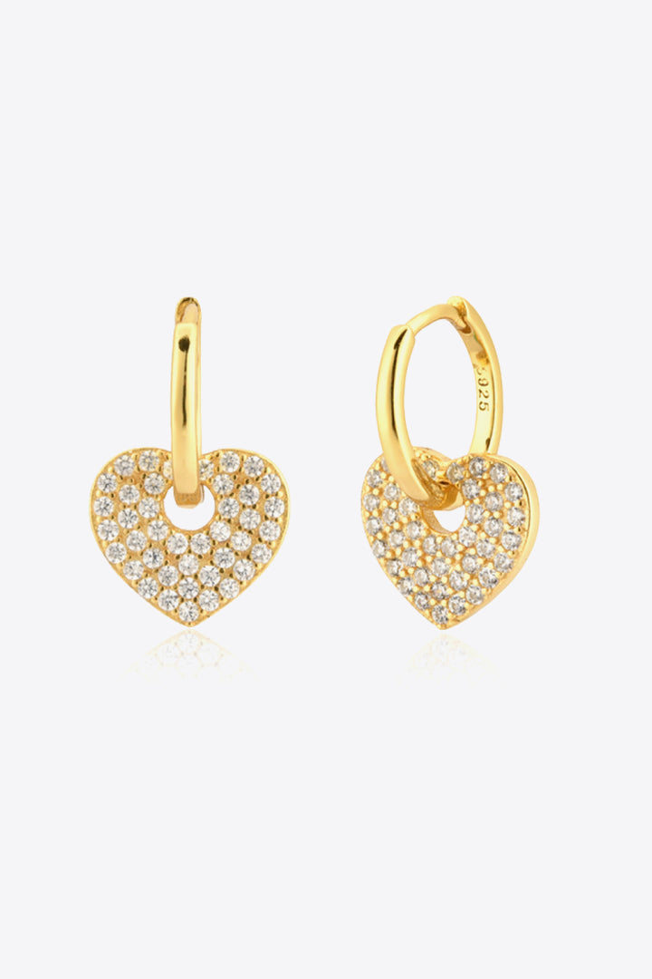 Zircon Heart Drop Huggie Earrings Trendsi