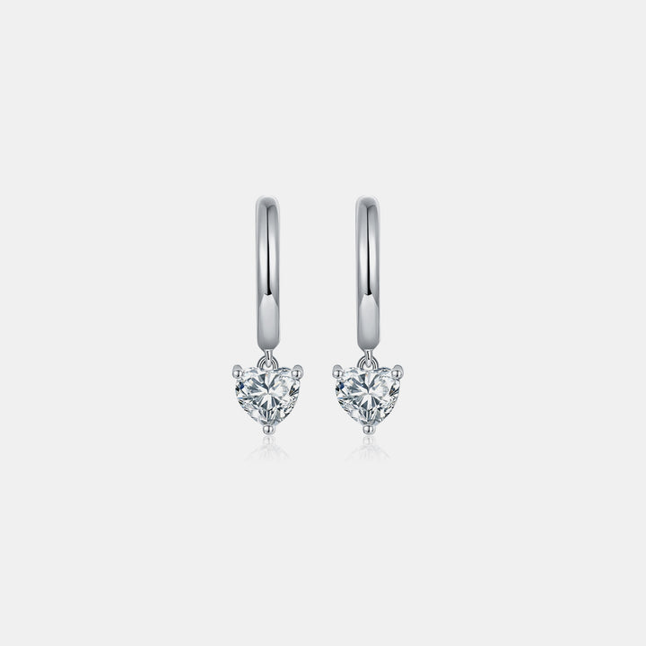 1 Carat Moissanite 925 Sterling Silver Heart Earrings Trendsi