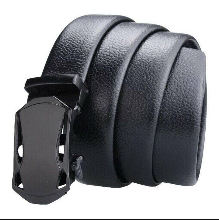 Microfiber Leather Ratchet Belt Adjustable Automatic Buckle Black Belts For Men - Super Amazing Store