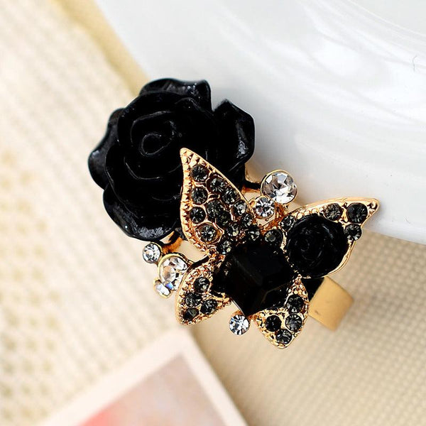 Full Diamond Crystal Rose Flower Ring - Super Amazing Store