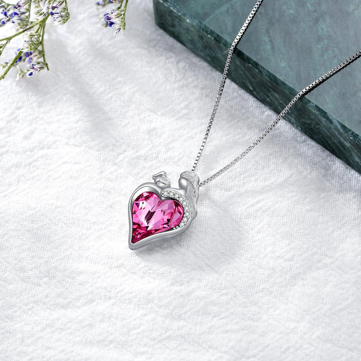 Mother Daughter Necklace 925 Sterling Silver Mother and Child Love Heart Crystal Pendant Necklace - Super Amazing Store