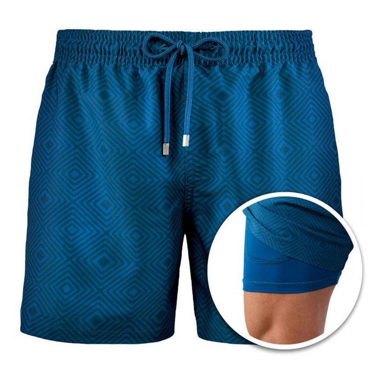 Men's Printed Beach Shorts Sports Double Layer Shorts Summer - Super Amazing Store