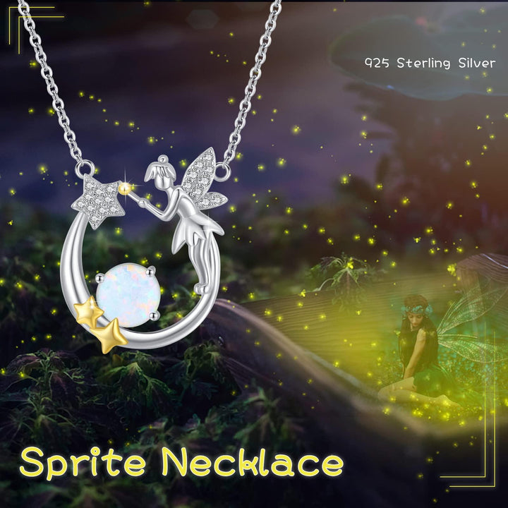 Fairy Necklace for Women 925 Sterling Silver Moon Star Necklace - Super Amazing Store