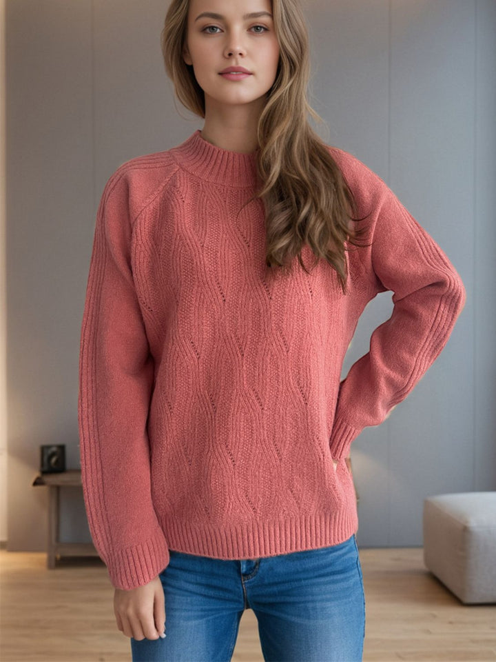 Mock Neck Long Sleeve Sweater Trendsi