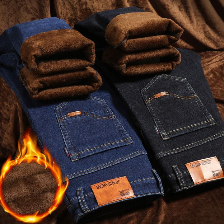 Men's Stretch Loose Plush Warm Jeans - Super Amazing Store