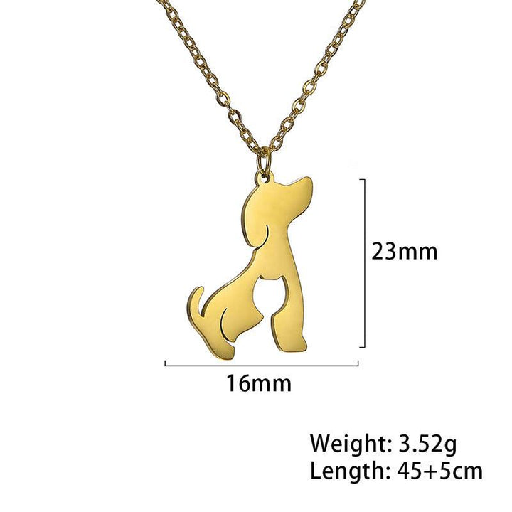 Unift Double Layer Stainless Steel Necklace For Woman Snake Chain Animal Bear Fox Dolphin Dog Pendant Fashion Jewelry Accessory - Super Amazing Store