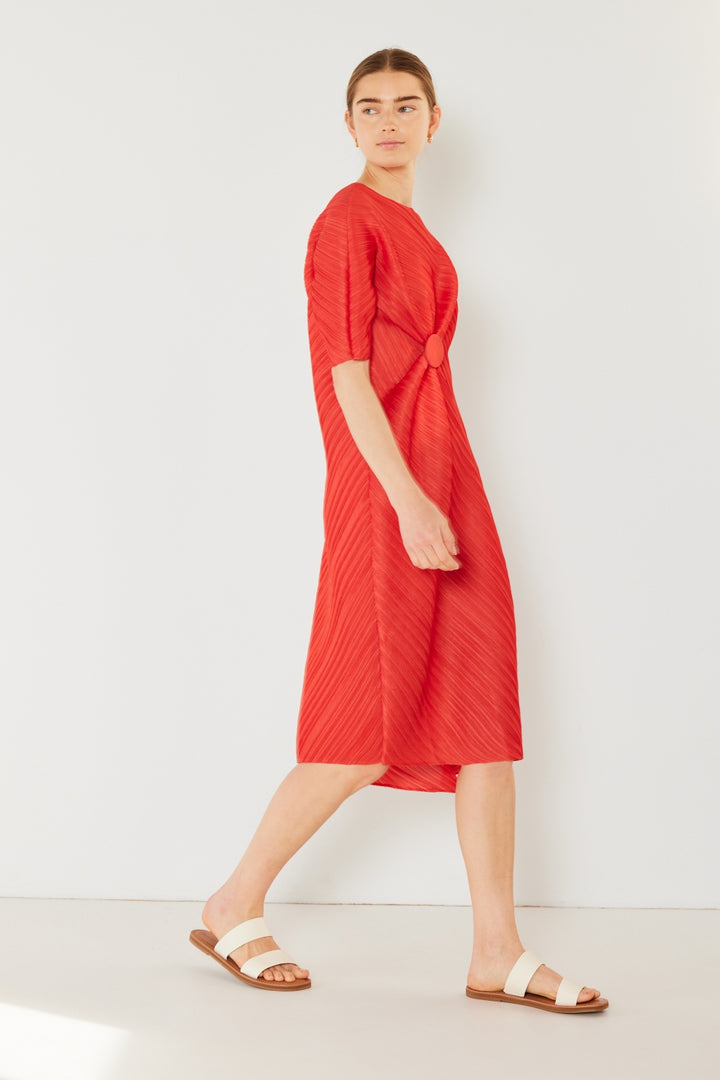 Marina West Swim Pleated Dolman Sleeve Dress Trendsi