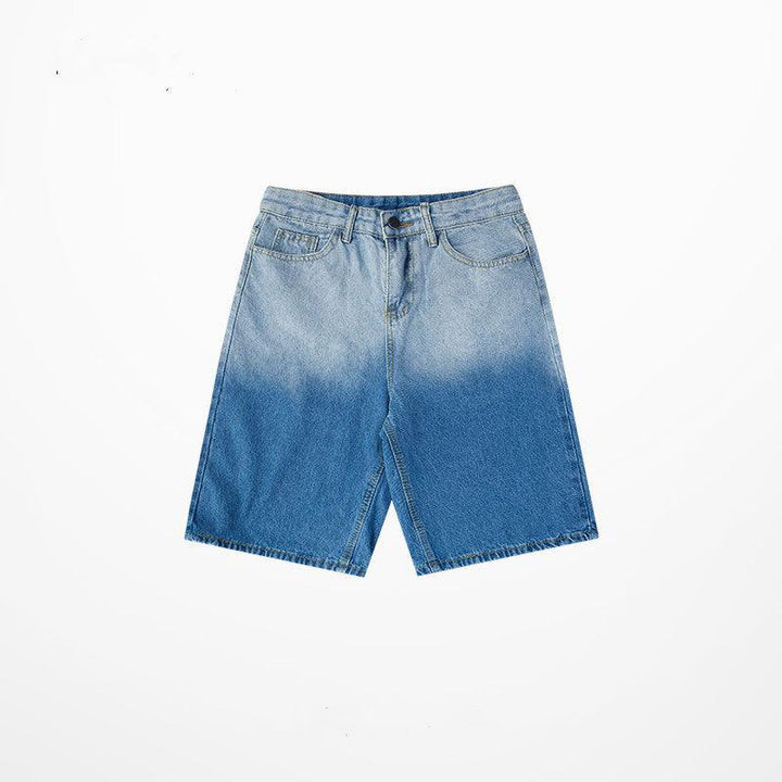 Gradient Denim Shorts Men''s Versatile Ins Loose Casual High Street - Super Amazing Store