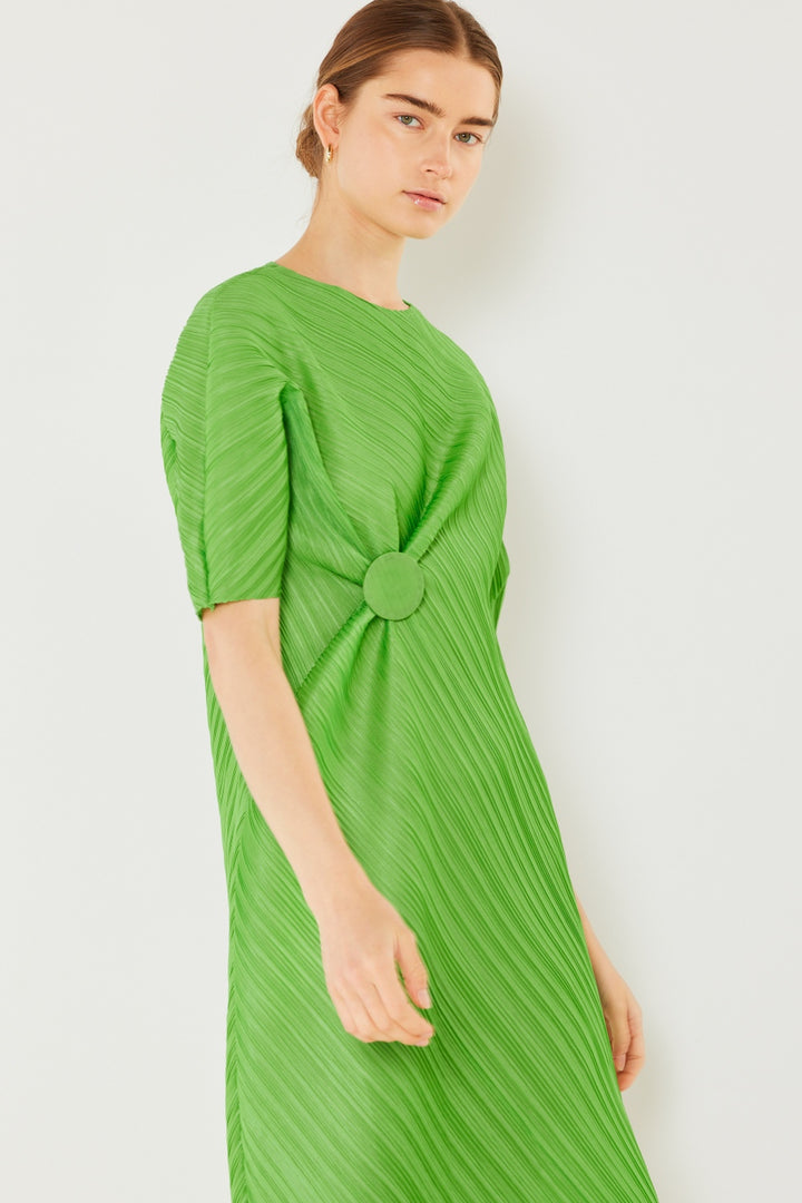 Marina West Swim Pleated Dolman Sleeve Dress Trendsi