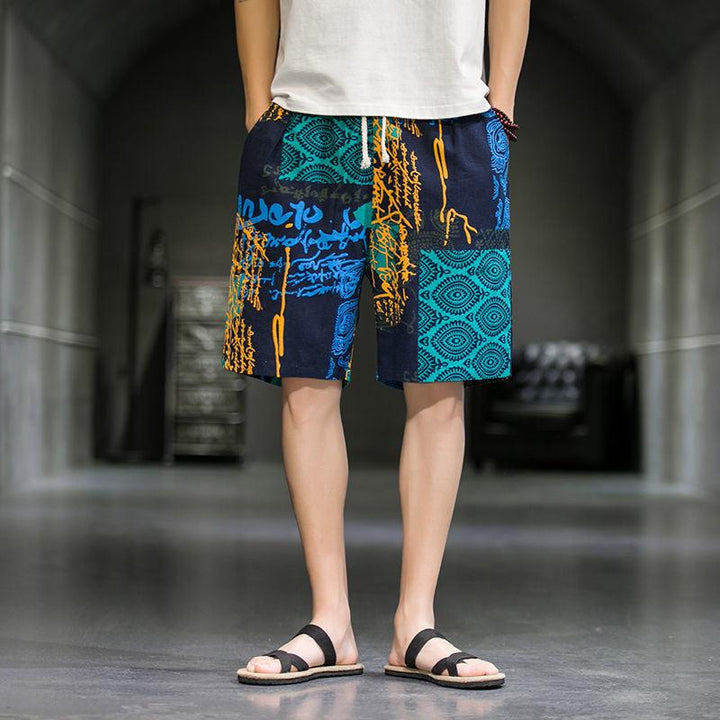 Men Plus Size Chinese Style Cotton Linen Beach Shorts - Super Amazing Store