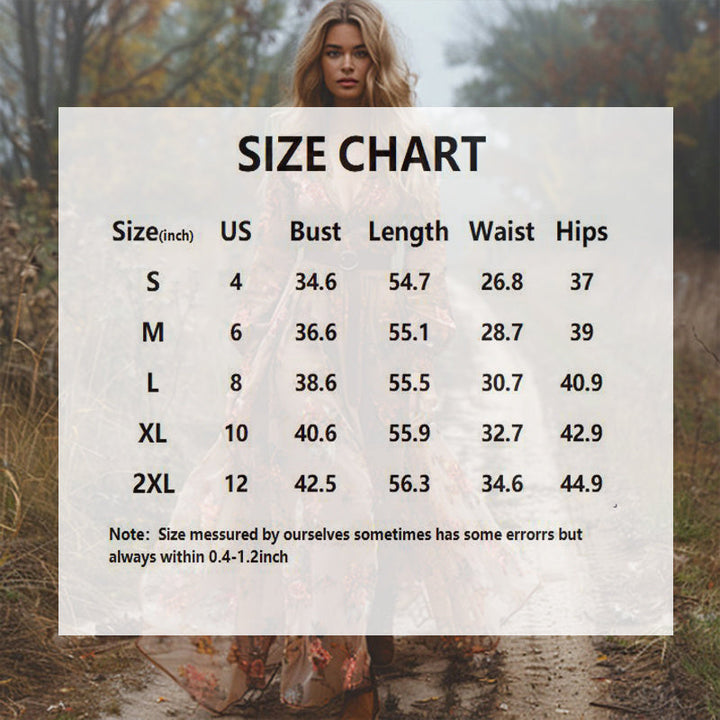 Women's V-Neck Floral Print Long Sleeve Dress With Cuffed Sleeves Flowy Maxi Super Amazing Store