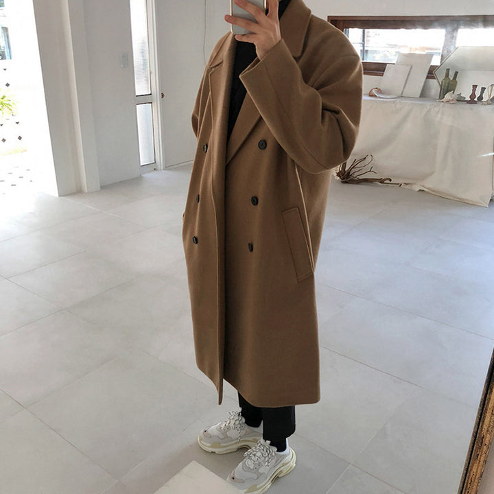 Men's Korean Version Loose Casual Long Woolen Coat Q2