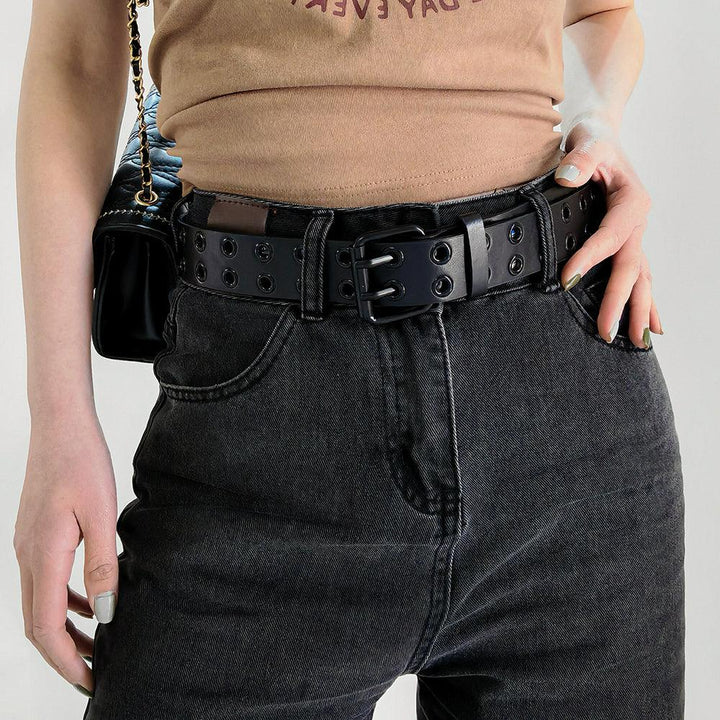 Men's And Women's Double-buckle Cutout Hip Hop Trend Metal Cutout Punk Belts - Super Amazing Store