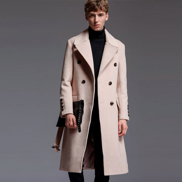 Extra Long Sweater Coat with Belt for Men Q2